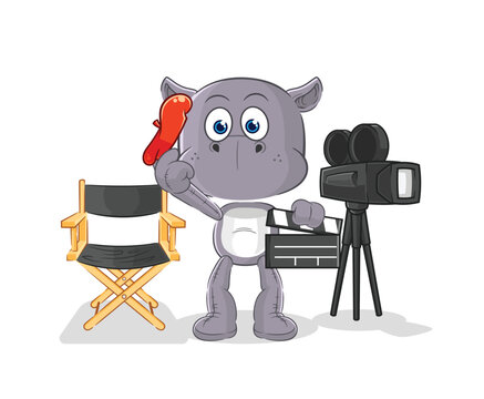 hippopotamus director mascot. cartoon vector
