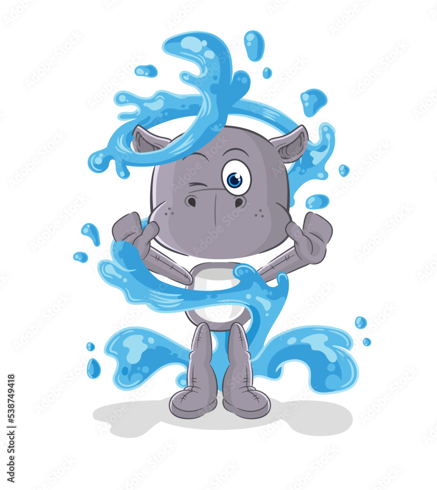 Wall mural hippopotamus fresh with water mascot. cartoon vector