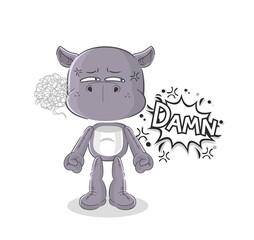hippopotamus very pissed off illustration. character vector