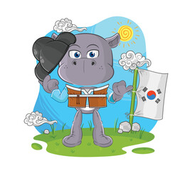 hippopotamus korean culture vector. cartoon character