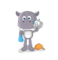 hippopotamus cleaner vector. cartoon character