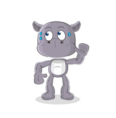 hippopotamus eavesdropping vector. cartoon character