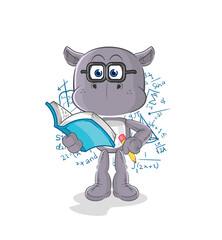 hippopotamus geek cartoon. cartoon mascot vector
