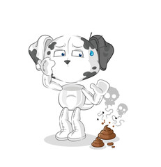 dalmatian dog with stinky waste illustration. character vector