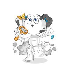 dalmatian dog catch butterfly illustration. character vector