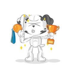 dalmatian dog winner with trophie. cartoon character