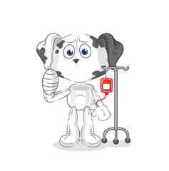 dalmatian dog sick in IV illustration. character vector