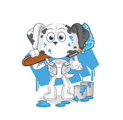 dalmatian dog painter illustration. character vector