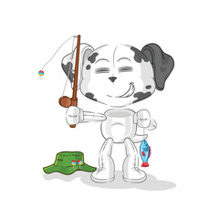 dalmatian dog fisherman illustration. character vector
