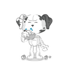 dalmatian dog blowing nose character. cartoon mascot vector