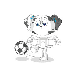 dalmatian dog kicking the ball cartoon. cartoon mascot vector