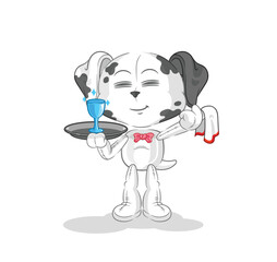 dalmatian dog waiter cartoon. cartoon mascot vector