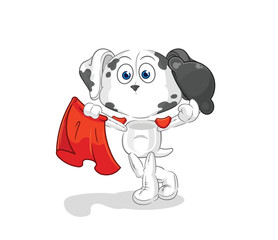 dalmatian dog matador with red cloth illustration. character vector