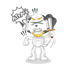 dalmatian dog knights attack with sword. cartoon mascot vector