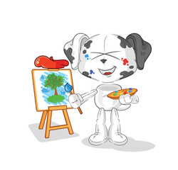 dalmatian dog artist mascot. cartoon vector