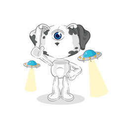 dalmatian dog alien cartoon mascot vector