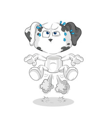 dalmatian dog fart jumping illustration. character vector