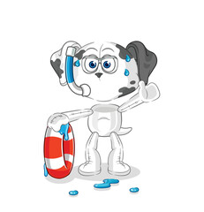 dalmatian dog swimmer with buoy mascot. cartoon vector
