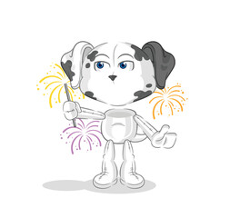 dalmatian dog with fireworks mascot. cartoon vector
