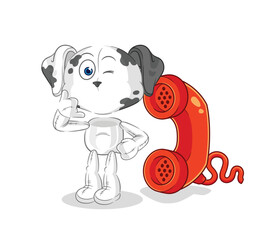 dalmatian dog call mascot. cartoon vector