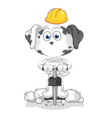dalmatian dog drill the ground cartoon character vector