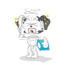 dalmatian dog yawn character. cartoon mascot vector