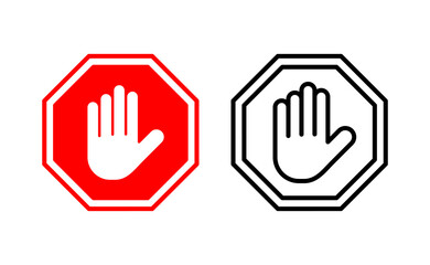 Obraz premium Stop icon vector for web and mobile app. stop road sign. hand stop sign and symbol. Do not enter stop red sign with hand
