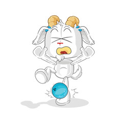 mountain goat hiten by bowling cartoon. cartoon mascot vector