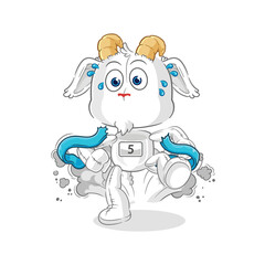 mountain goat runner character. cartoon mascot vector