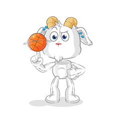 mountain goat playing basket ball mascot. cartoon vector