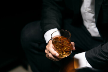 Businessmen in suits drinking  Celebrate whiskey
