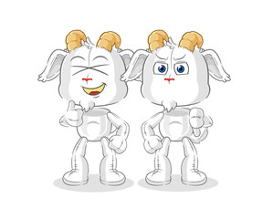 Obraz na płótnie Canvas mountain goat thumbs up and thumbs down. cartoon mascot vector