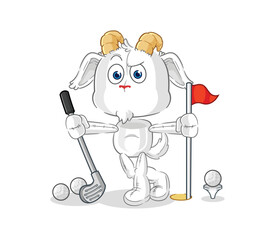 mountain goat playing golf vector. cartoon character
