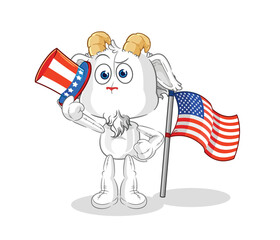 mountain goat uncle sam character. cartoon mascot vector