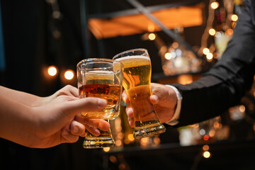 Celebrate whiskey on a friendly party in  restaurant