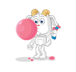 mountain goat chewing gum vector. cartoon character