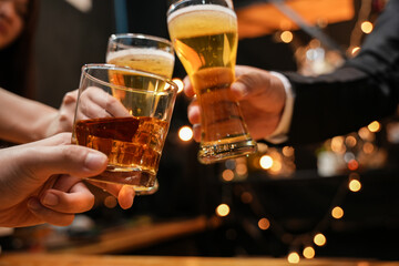 Celebrate whiskey on a friendly party in  restaurant