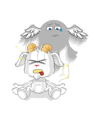 mountain goat spirit leaves the body mascot. cartoon vector