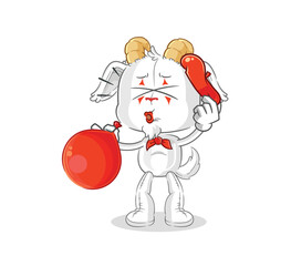 mountain goat pantomime blowing balloon. cartoon mascot vector