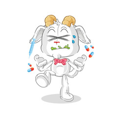 mountain goat drug overdose. cartoon illustration