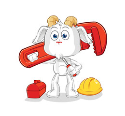 mountain goat plumber cartoon. cartoon mascot vector
