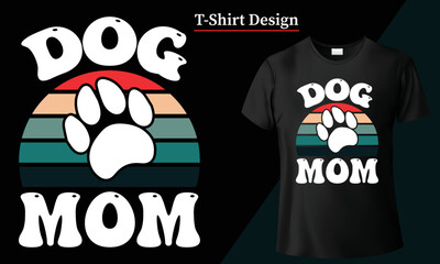 Dog t shirt design vector animal. Typography pet T-Shirt illustration graphic template vintage sign background retro dog mom print fashion silhouette label isolated white frame symbol tee clothing
