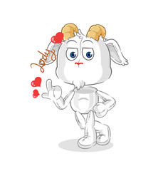 mountain goat flirting illustration. character vector