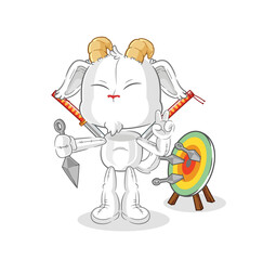 mountain goat ninja cartoon. character vector