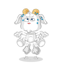 mountain goat fart jumping illustration. character vector