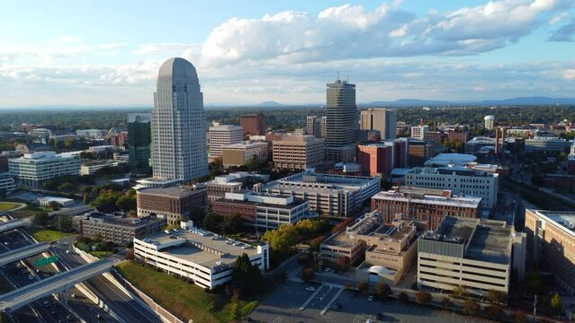 High Aerial of Downtown Winston-Salem