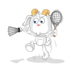 mountain goat smash at badminton cartoon. cartoon mascot vector
