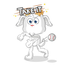 mountain goat throwing baseball vector. cartoon character