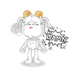 mountain goat very pissed off illustration. character vector