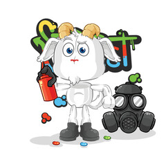 mountain goat graffiti artist vector. cartoon character